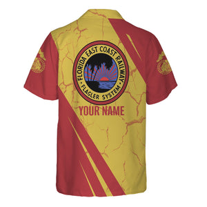 Railspirit Personalized Florida East Coast Railway Hawaiian Shirt Crackle Texture Style Shirt For Trackhead