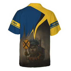 Railspirit Personalized Alaska Railroad Hawaiian Shirt Angry Train Hawaiian Shirt Gift Idea For Train Lover