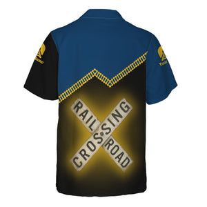 Railspirit Personalized Alaska Railroad Hawaiian Shirt Railroad Crossing Printed Train Track Shirt