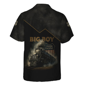 Railspirit Personalized Union Pacific Big Boy Train Hawaiian Shirt Vintage Steam Locomotive Shirt for Train Enthusiasts