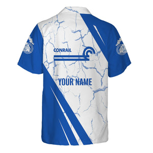 Railspirit Personalized Conrail Railroad Hawaiian Shirt Crackle Texture Style Shirt For Trackhead