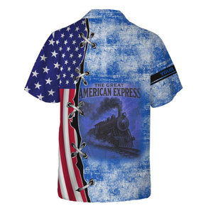 Railspirit Personalized Conrail Railroad Hawaiian Shirt Retro American Express Train With USA Flag Shirt