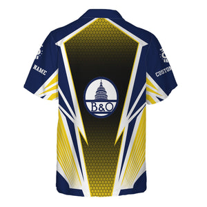 Railspirit Personalized Baltimore and Ohio Railroad Hawaiian Shirt Lightning Graphic Style B&O Shirt Gift Idea For Train Lover