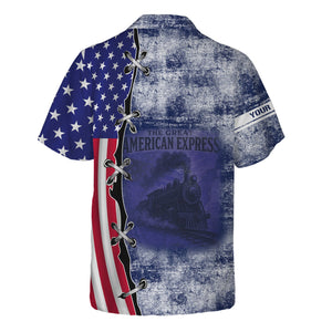 Railspirit Personalized Baltimore and Ohio Railroad Hawaiian Shirt Retro American Express Train With USA Flag B&O Shirt