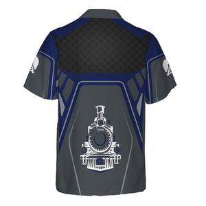 Railspirit Personalized Baltimore and Ohio Railroad Hawaiian Shirt Steam Locomotive Engine Graphic B&O Train Shirt All Over Print
