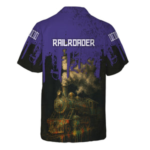 Railspirit Personalized Southern Pacific Railroad Hawaiian Shirt Vintage Train Art Style Shirt For Locomotive Fans