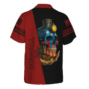 Railspirit Personalized Great Northern Railway Hawaiian Shirt Train Skull American Flag GNR Shirt All Over Print