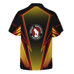 Railspirit Personalized Great Northern Railway Hawaiian Shirt Lightning Graphic Style GNR Shirt Gift Idea For Train Lover