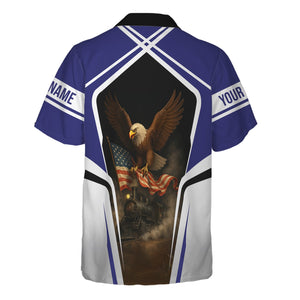 Railspirit Personalized Chicago, Burlington and Quincy Railroad Hawaiian Shirt American Eagle Vintage Train Shirt