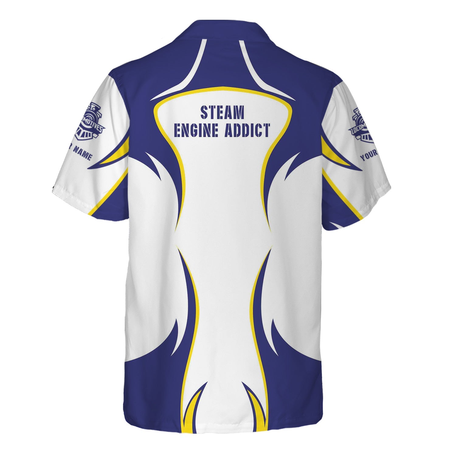 Railspirit Personalized Chicago, Burlington and Quincy Railroad Hawaiian Shirt Distinctive Flame Style Shirt For Steam Engine Addict