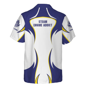 Railspirit Personalized Chicago, Burlington and Quincy Railroad Hawaiian Shirt Distinctive Flame Style Shirt For Steam Engine Addict