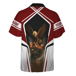 Railspirit Personalized Delaware, Lackawanna and Western Railroad Hawaiian Shirt American Eagle Vintage Train DL&W Shirt