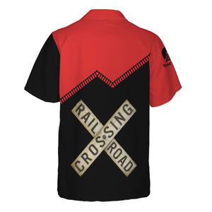 Railspirit Personalized Seaboard Air Line Railroad Hawaiian Shirt Railroad Crossing DL&W Printed Train Track Shirt
