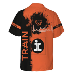 Railspirit Personalized Illinois Central Railroad Hawaiian Shirt Engine Heartbeat and Track Love Style Shirt Gift Idea For Train Lovers