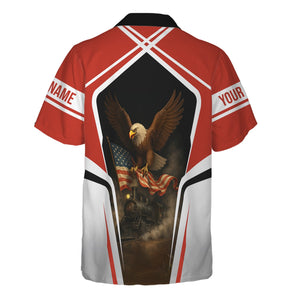 Railspirit Personalized Chicago and North Western Railway Hawaiian Shirt American Eagle Vintage Train Shirt