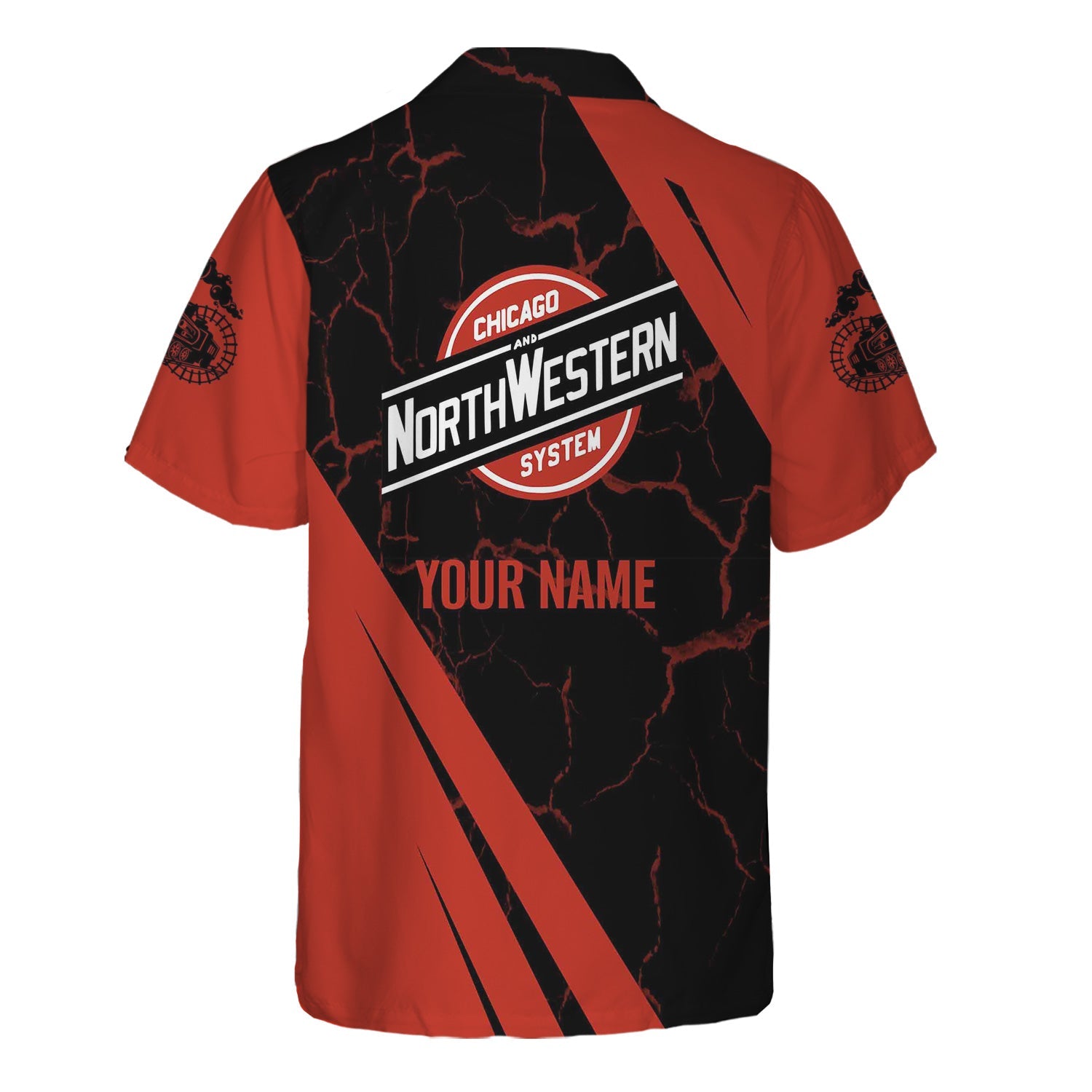 Railspirit Personalized Chicago and North Western Railway Hawaiian Shirt Crackle Texture Style Shirt For Trackhead