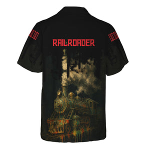 Railspirit Personalized Chicago, Milwaukee, St. Paul and Pacific Railroad Hawaiian Shirt Vintage Train Art Style Milwaukee Road Shirt