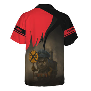 Railspirit Personalized Chicago, Milwaukee, St.Paul and Pacific Railroad Hawaiian Shirt Angry Train Milwaukee Road Hawaiian Shirt Gift For Train Love