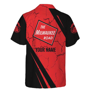 Railspirit Personalized Chicago, Milwaukee, St. Paul and Pacific Railroad Hawaiian Shirt Crackle Texture Style Milwaukee Road Shirt For Trackhead