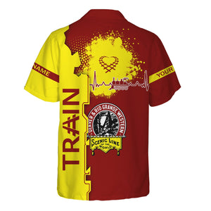 Railspirit Personalized Denver and Rio Grande Western Railroad Hawaiian Shirt Engine Heartbeat and Track Love Style Shirt Gift Idea For Train Lovers