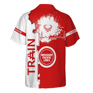 Railspirit Personalized Missouri Pacific Railroad Hawaiian Shirt Engine Heartbeat and Track Love Style Shirt Gift Idea For Train Lovers