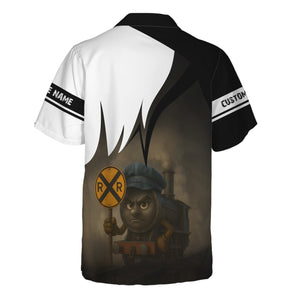 Railspirit Personalized Reading Railroad Hawaiian Shirt Angry Train Hawaiian Shirt Gift Idea For Train Lover