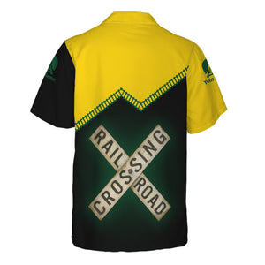 Railspirit Personalized Maine Central Railroad Hawaiian Shirt Railroad Crossing Printed Train Track Shirt