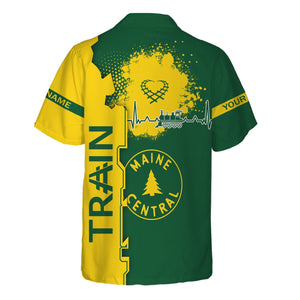 Railspirit Personalized Maine Central Railroad Hawaiian Shirt Engine Heartbeat and Track Love Style Shirt Gift Idea For Train Lovers