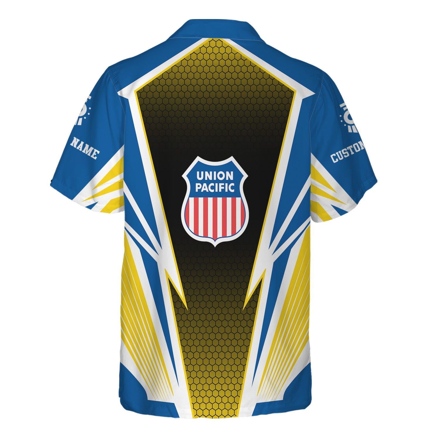 Railspirit Personalized Union Pacific Railroad Hawaiian Shirt Lightning Graphic Style Big Boy Shirt Gift Idea For Train Lover