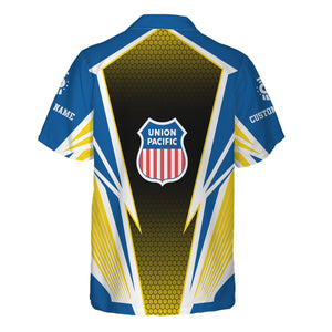 Railspirit Personalized Union Pacific Railroad Hawaiian Shirt Lightning Graphic Style Big Boy Shirt Gift Idea For Train Lover