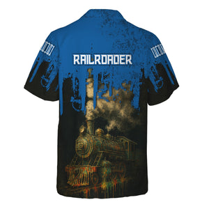 Railspirit Personalized Union Pacific Railroad Hawaiian Shirt Vintage Train Art Style Big Boy Shirt For Locomotive Fans