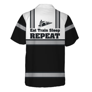 Railspirit Custom Name Western Pacific Railroad Hawaiian Shirt Eat Train Sleep Repeat Printed Train Shirt