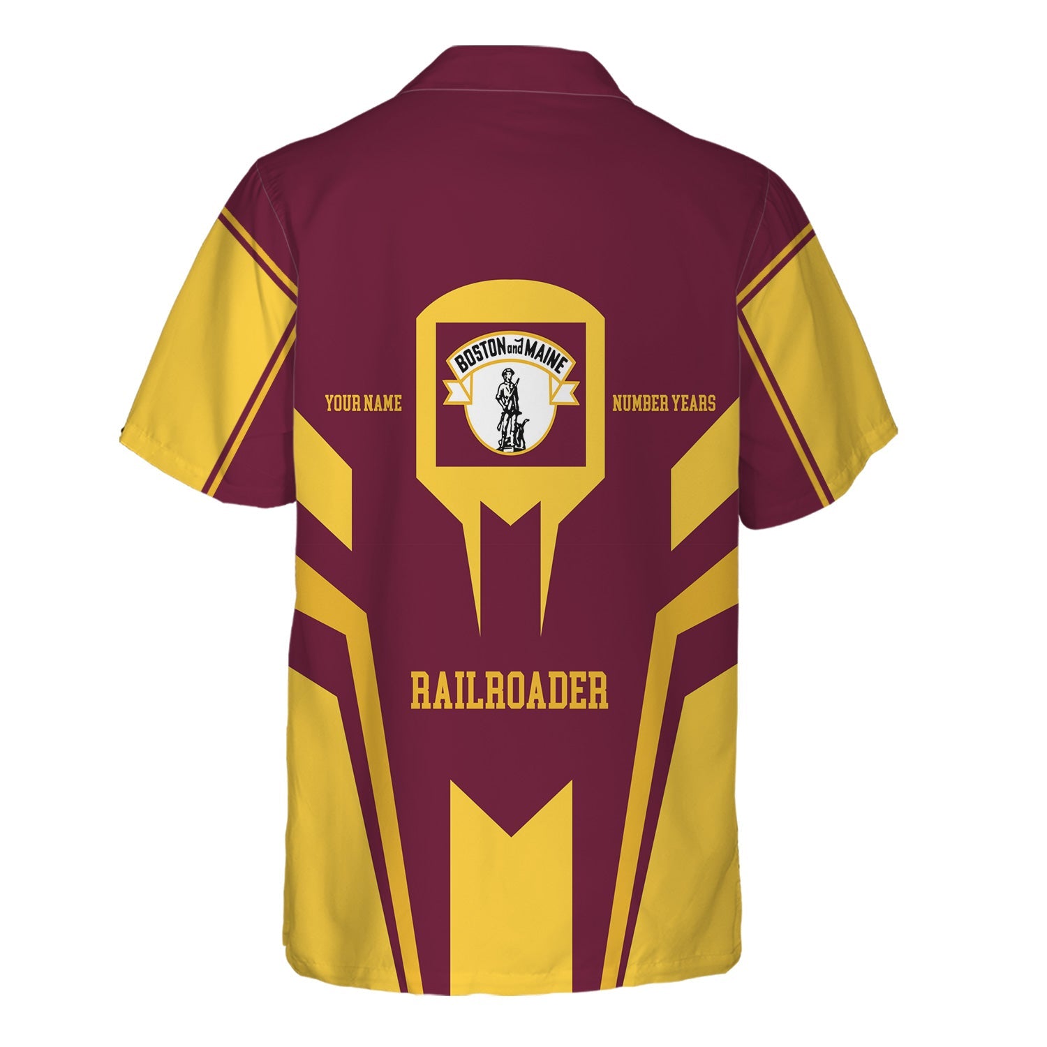 Railspirit Personalized Boston and Maine Railroad Hawaiian Shirt Custom Year Railroader Shirt Gift Idea For Train Lover