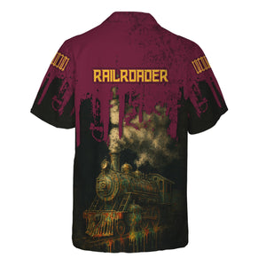 Railspirit Personalized Boston and Maine Railroad Hawaiian Shirt Vintage Train Art Style Shirt For Locomotive Fans