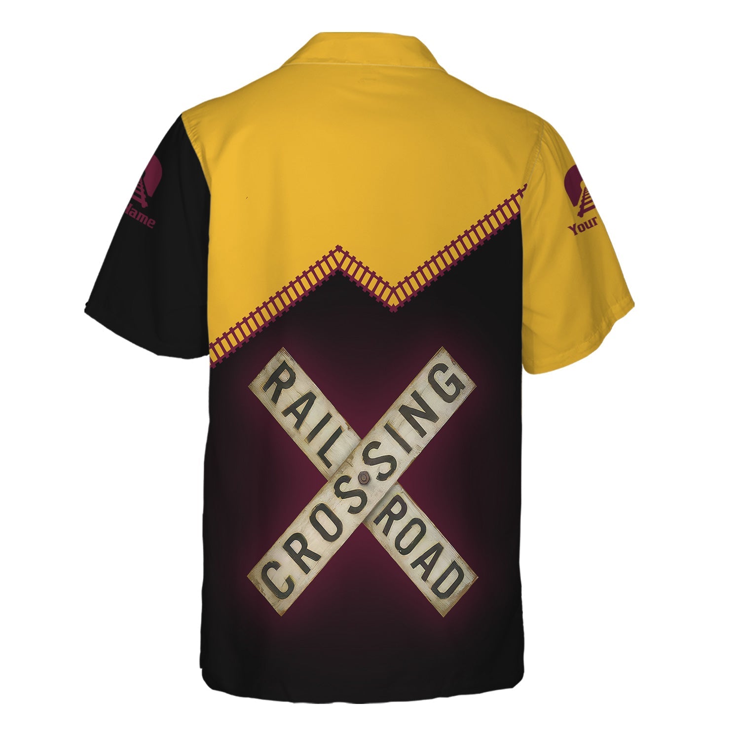 Railspirit Personalized Boston and Maine Railroad Hawaiian Shirt Railroad Crossing Printed Train Track Shirt