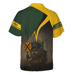 Railspirit Personalized New York, New Haven and Hartford Railroad Hawaiian Shirt Angry Train New Haven Railroad Hawaiian Shirt Gift For Train Lover