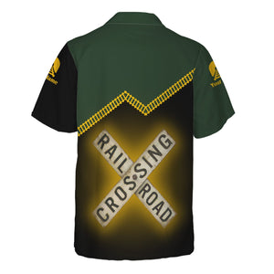 Railspirit Personalized New York, New Haven and Hartford Railroad Hawaiian Shirt Railroad Crossing Printed Train Track Shirt