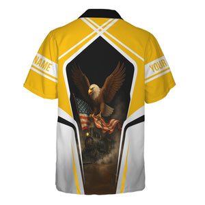 Railspirit Personalized New York, New Haven and Hartford Railroad Hawaiian Shirt American Eagle Vintage Train New Haven Railroad Shirt