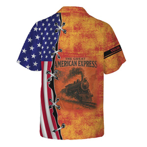 Railspirit Personalized Louisville and Nashville Railroad Hawaiian Shirt Retro American Express Train With USA Flag L&N Shirt