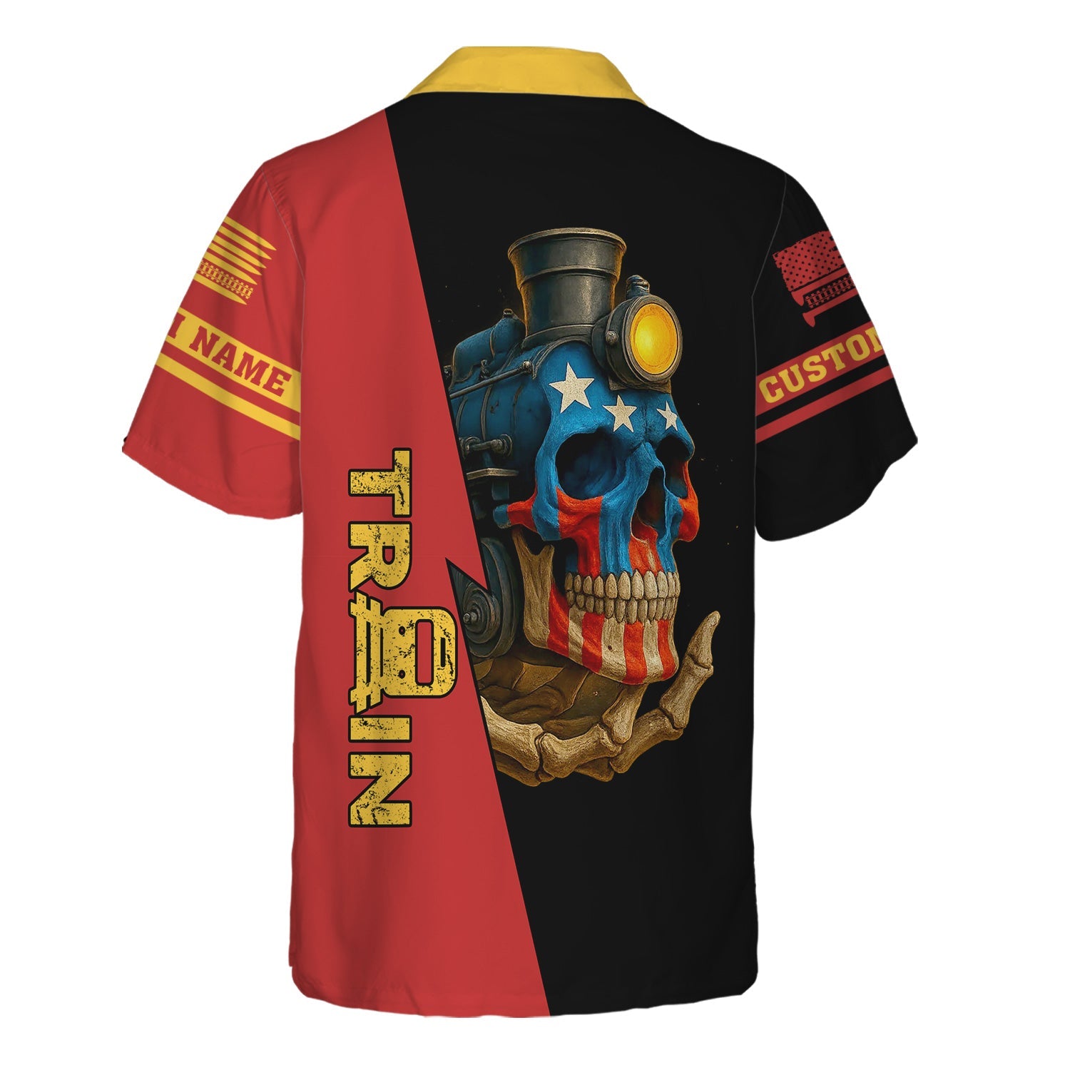 Railspirit Personalized Louisville and Nashville Railroad Hawaiian Shirt Train Skull American Flag L&N Shirt All Over Print