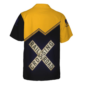 Railspirit Personalized Chesapeake and Ohio Railway Hawaiian Shirt Railroad Crossing Printed Train Track Shirt