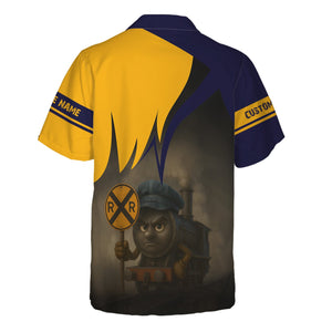 Railspirit Personalized Chesapeake and Ohio Railway Hawaiian Shirt Angry Train C&O Hawaiian Shirt Gift Idea For Train Lover