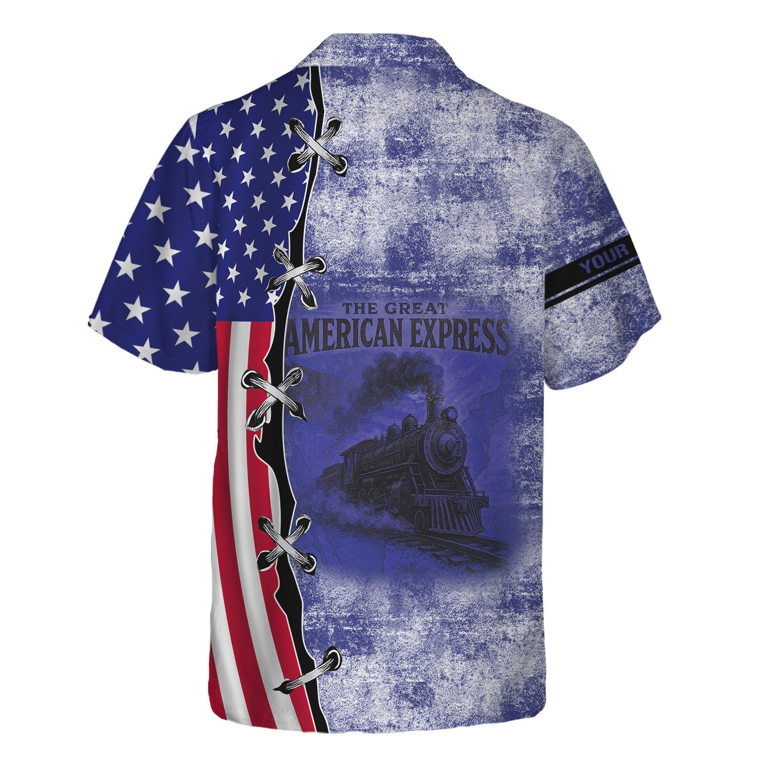 Railspirit Personalized New York, Chicago and St. Louis Railroad Hawaiian Shirt Retro American Express Train With USA Flag Nickel Plate Road Shirt