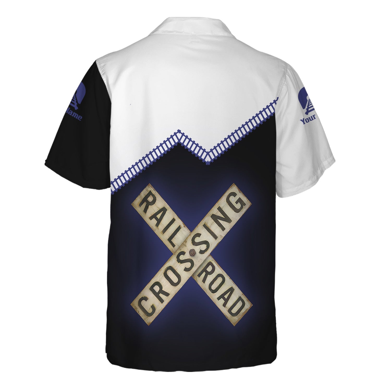 Railspirit Personalized New York, Chicago and St. Louis Railroad Hawaiian Shirt Railroad Crossing Printed Train Track Shirt