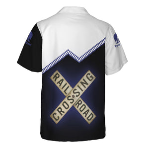 Railspirit Personalized New York, Chicago and St. Louis Railroad Hawaiian Shirt Railroad Crossing Printed Train Track Shirt