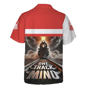 Railspirit Personalized Chicago, Rock Island and Pacific Railroad Hawaiian Shirt One Track Mind Rock Island Railroad Train Printed Shirt