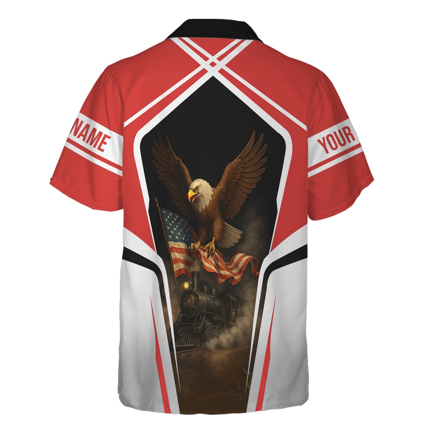 Railspirit Personalized Chicago, Rock Island and Pacific Railroad Hawaiian Shirt American Eagle Vintage Train Rock Island Railroad Shirt