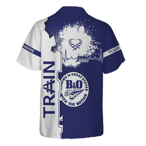 Railspirit Personalized B&O Great States Railroad Hawaiian Shirt Engine Heartbeat and Track Love Style Shirt Gift Idea For Train Lovers