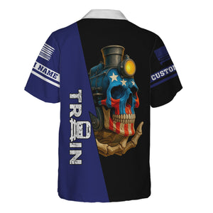 Railspirit Personalized B&O Great States Railroad Hawaiian Shirt Train Skull American Flag Shirt All Over Print
