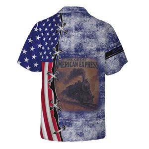 Railspirit Personalized B&O Great States Railroad Hawaiian Shirt Retro American Express Train With USA Flag Shirt